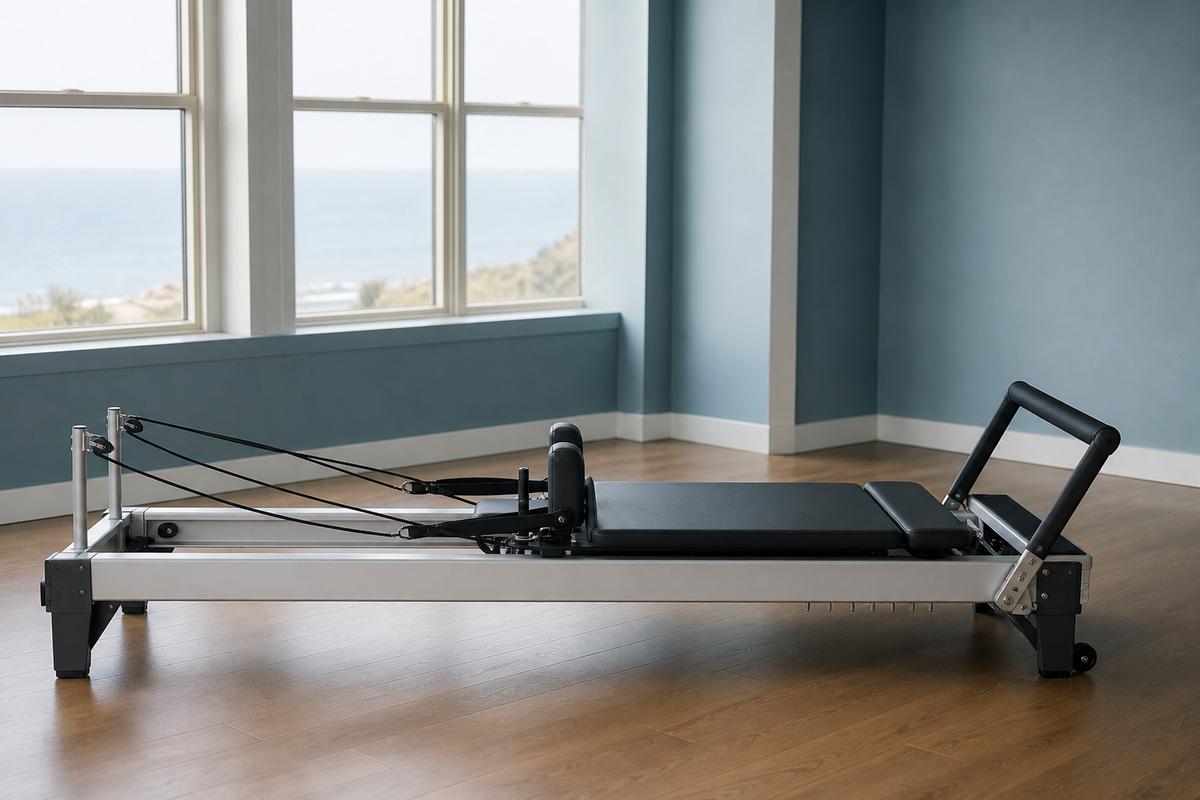 Pilates reformer in a quiet studio bay